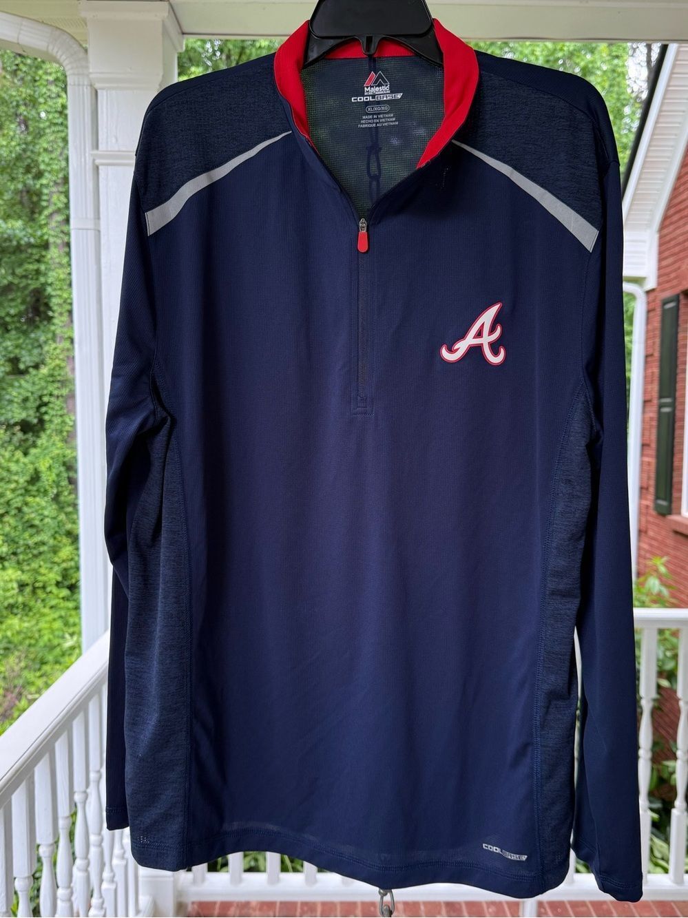 Majestic Atlanta Braves Blue & Red CoolBase Athletic Pullover